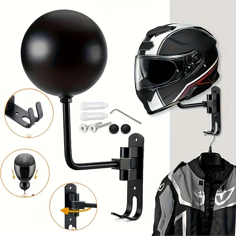 Motorcycle Gear Hanger - Motorcycle Helmet Holder Swivel 180° Wall