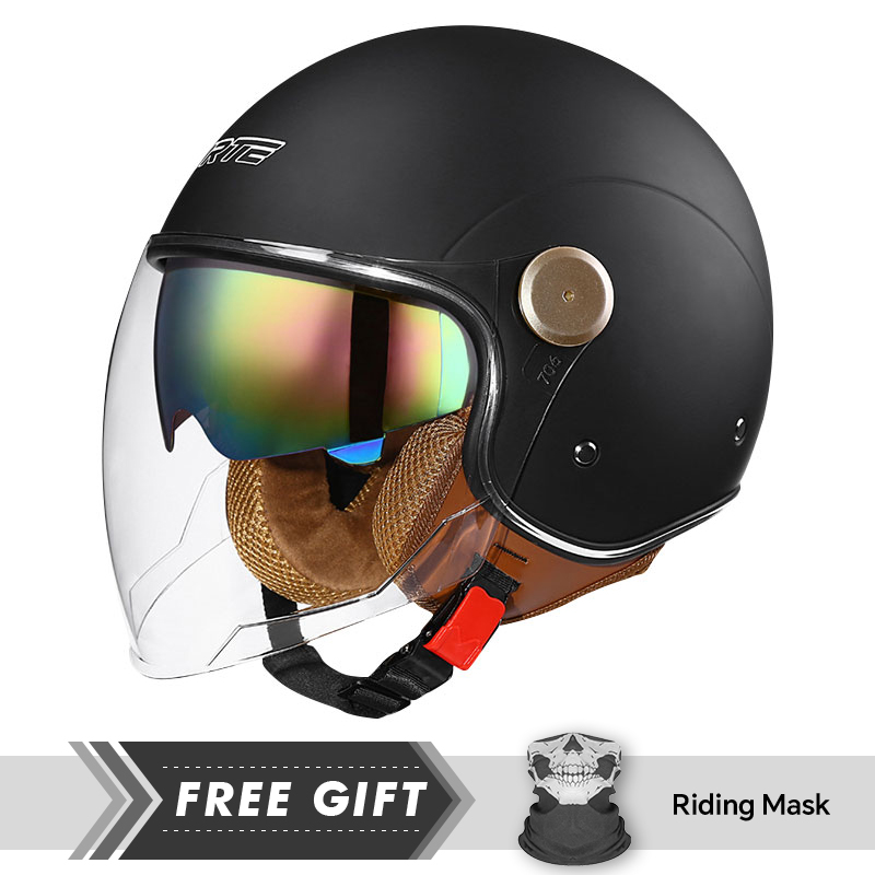Motorcycle Gear In Store - Matte Black Double Lens Open Face