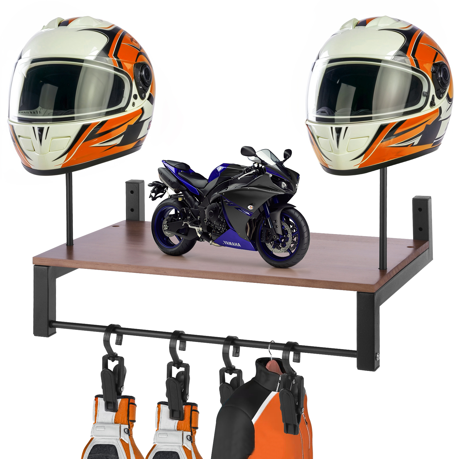 Wooden Motorcycle Helmet Holde - مراجعة Motorcycle Gear Hanger وسعره