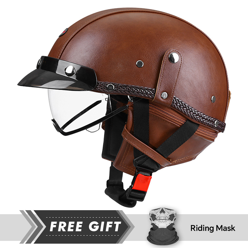 Motorcycle Half Helmet Leather - مراجعة Motorcycle Gear In Store وسعره