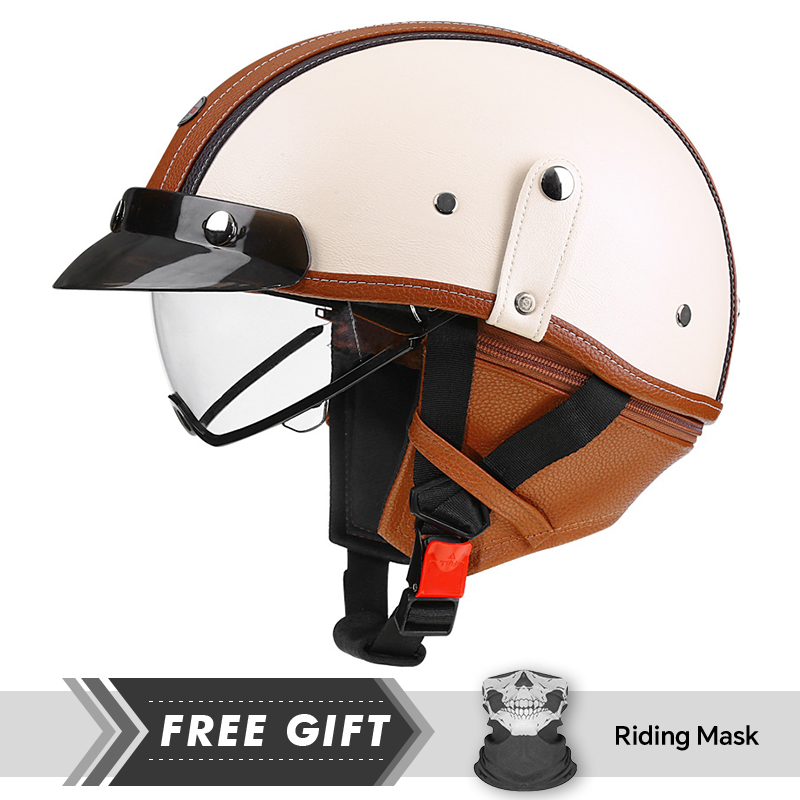Motorcycle Half Helmet Leather - مراجعة Motorcycle Gear In Store وسعره