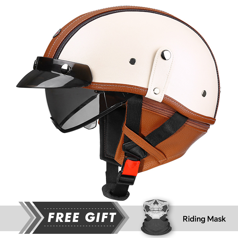 Motorcycle Half Helmet Leather - مراجعة Motorcycle Gear In Store وسعره