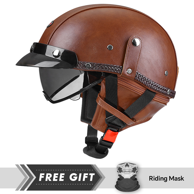 Motorcycle Half Helmet Leather - مراجعة Motorcycle Gear In Store وسعره