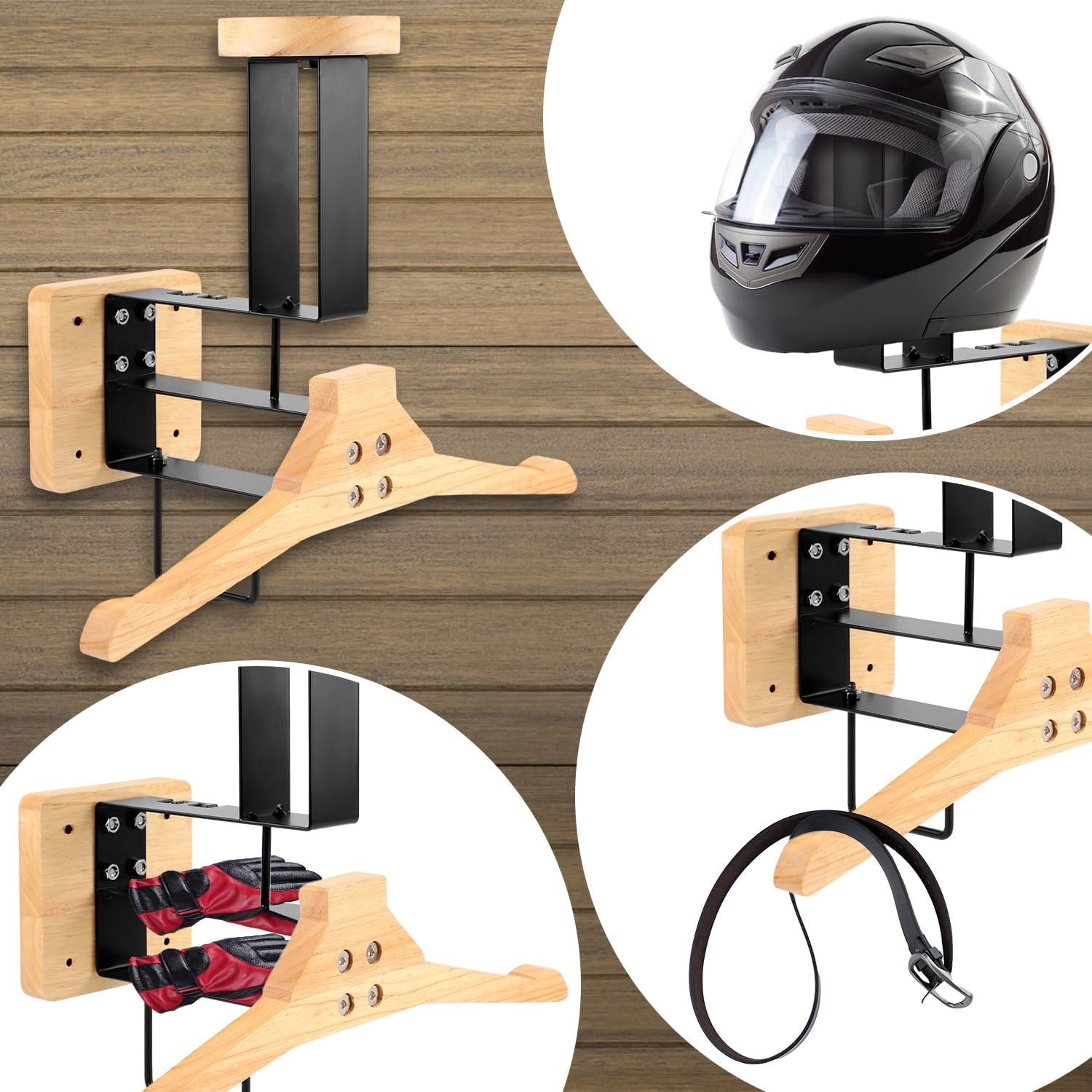 Wood Motorcycle Helmet Holder  - مراجعة Motorcycle Gear Hanger وسعره