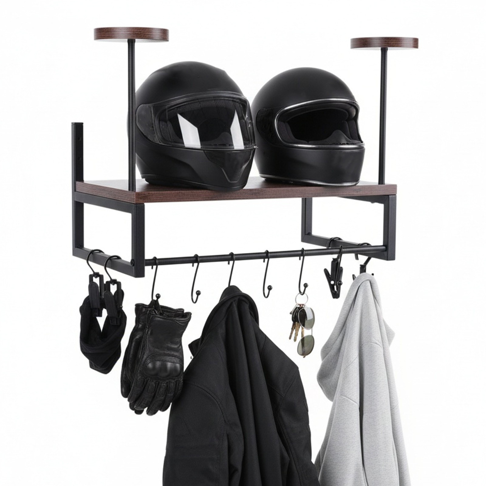 Wooden Motorcycle Helmet Holde - مراجعة Motorcycle Gear Hanger وسعره