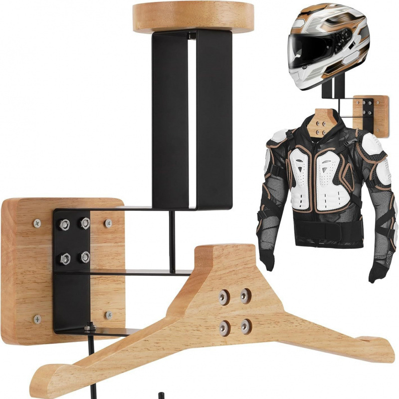Wooden Motorcycle Helmet And C - مراجعة Motorcycle Gear Hanger وسعره