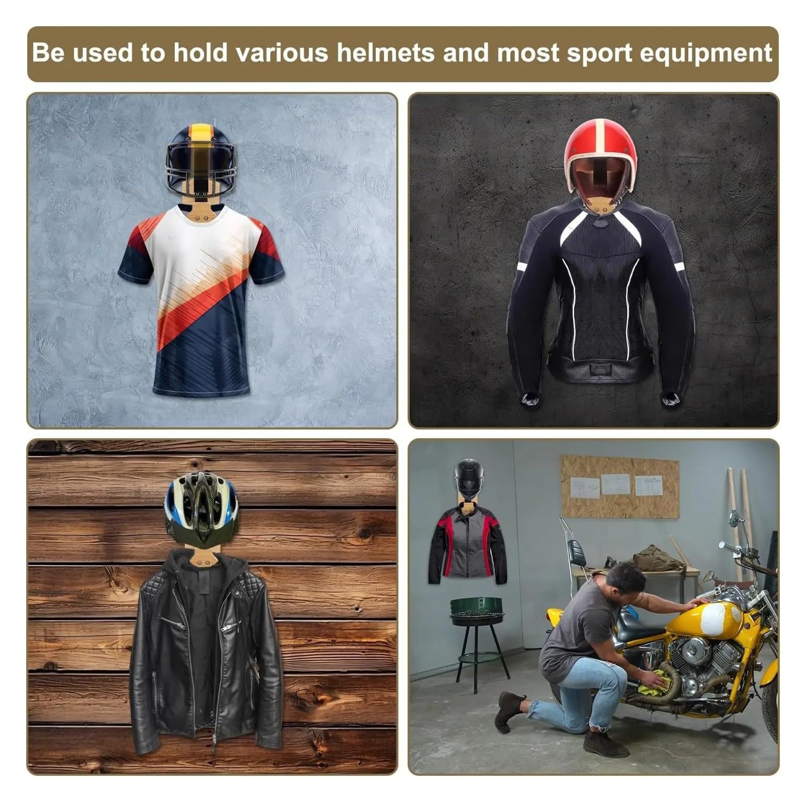 Wooden Motorcycle Helmet And C - مراجعة Motorcycle Gear Hanger وسعره
