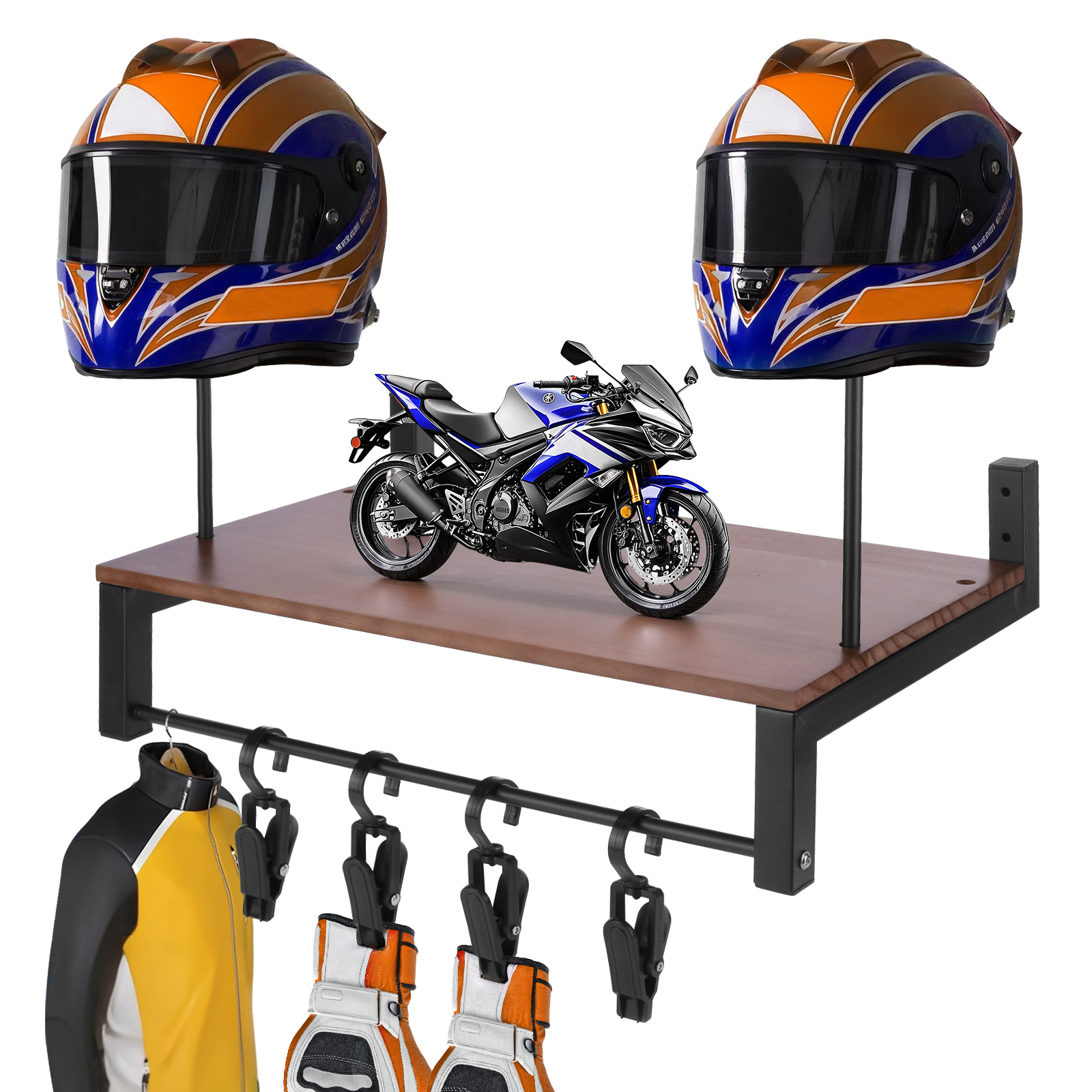 Wooden Motorcycle Helmet Holde - مراجعة Motorcycle Gear Hanger وسعره