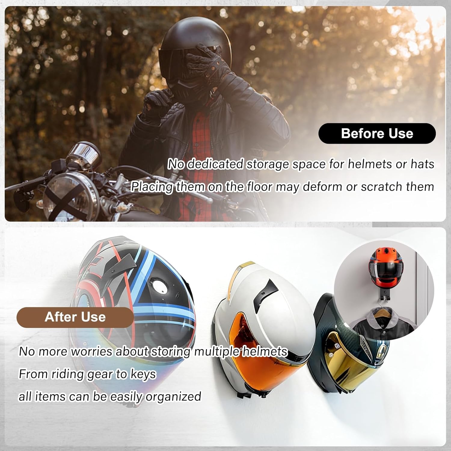 Motorcycle Helmet Holder Wall  - مراجعة Motorcycle Gear Hanger وسعره