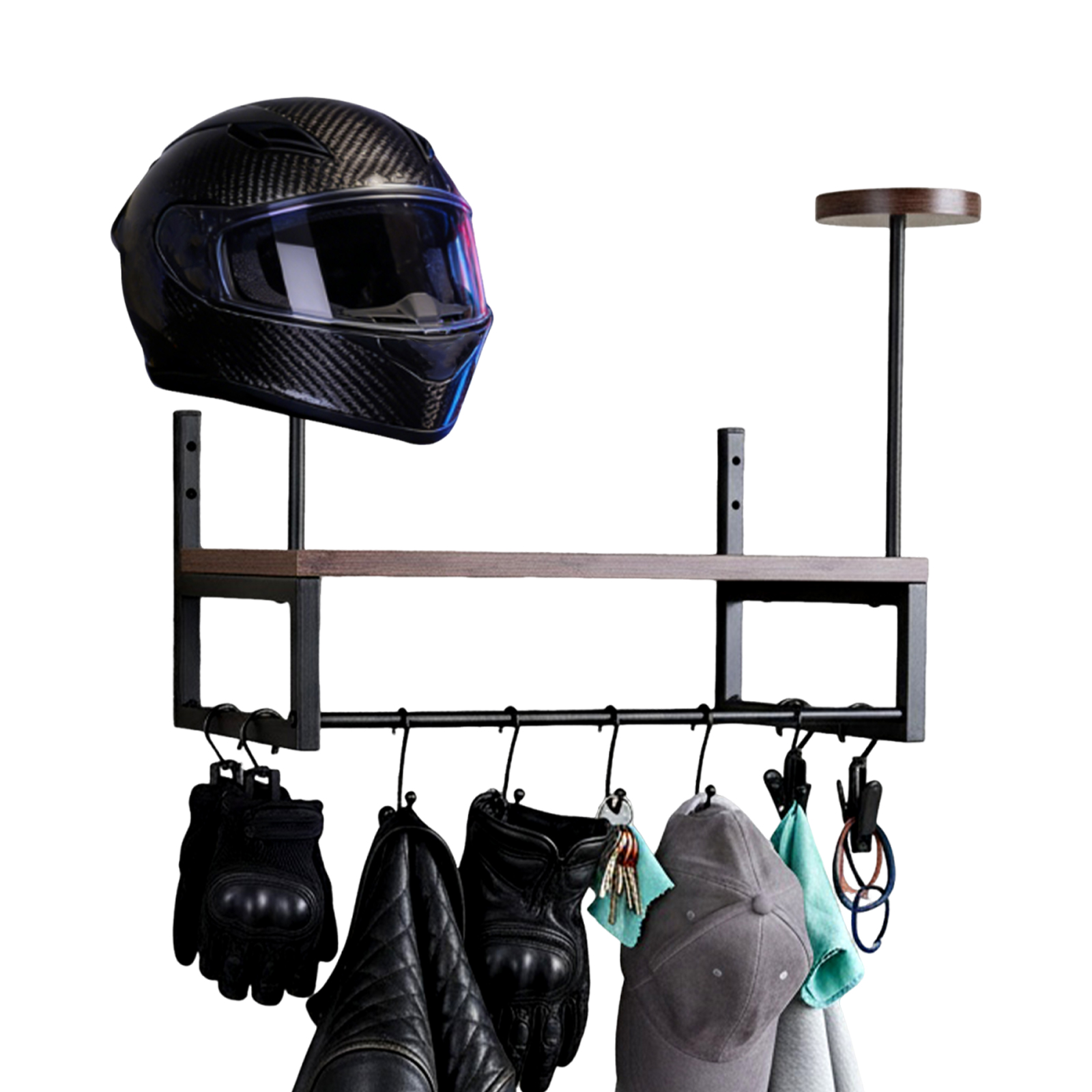 Wooden Motorcycle Helmet Holde - مراجعة Motorcycle Gear Hanger وسعره